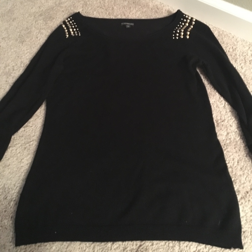 Express black sweater with gold embellishments S